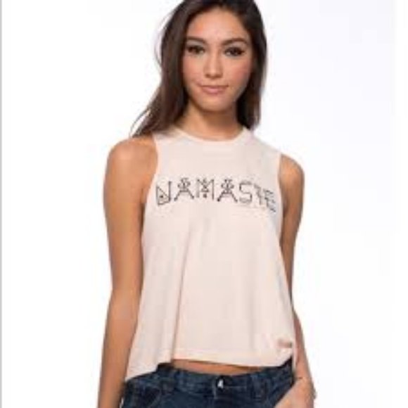 Spiritual Gangster Tops - SPITITUAL GANGSTER 'NAMASTE MUSCLE CROP TANK'